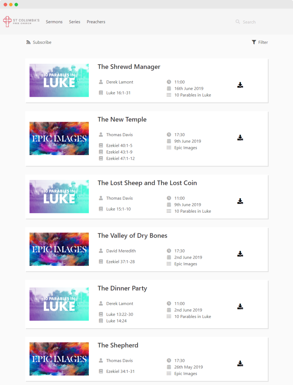 screenshot of Yet Another Sermon Host